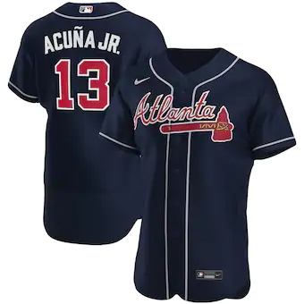 mens nike ronald acuna jr navy atlanta braves alternate aut